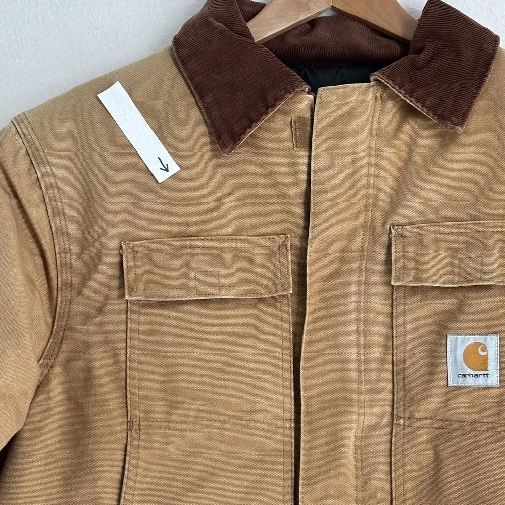Carhartt USA Union Made Quilt Lined Brown Chore Jacket Coat Mens 46 Reg Vintage
